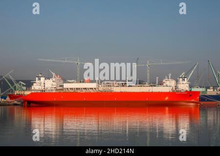 June 24, 2020-Geoje, South Korea-A View of shipbuilding yard scene at samsung heavy industry and DSME in Geoje, South Korea. Stock Photo