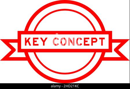 Vintage red color round label banner with word key concept on white background Stock Vector