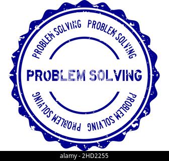 Grunge blue problem solving word round rubber seal stamp on white background Stock Vector