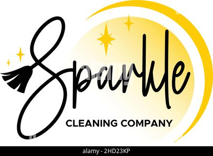 Flat colorful SPARKLE CLEANING COMPANY logo design Stock Vector