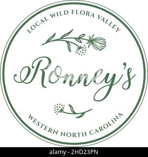 Modern flat letter mark RONNLYS flower logo design Stock Vector