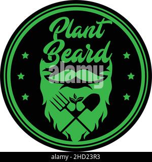 Modern design PLANT BEARD green star logo design Stock Vector