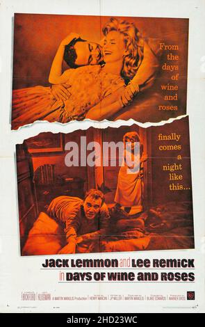 Days of Wine and Roses (1962 poster) feat Jack Lemmon and Lee Remick. Vintage movie poster. Stock Photo