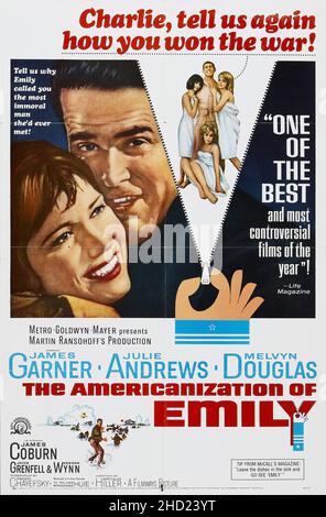 The Americanization of Emily (MGM, 1964). Film poster. Comedy. James Garner, Julie Andrews, Melvyn Douglas. Stock Photo