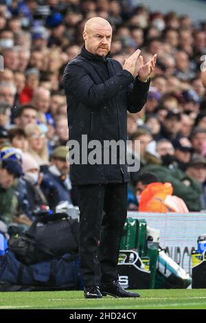 Burnley manager Sean Dyche with his players after the game during the ...