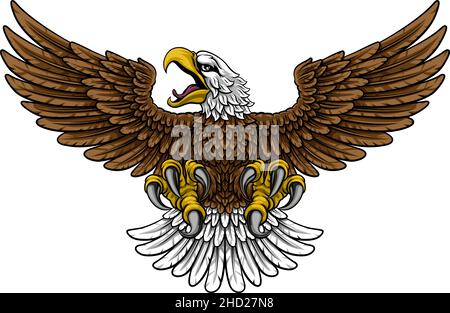 Bald Eagle Hawk Flying Wings Spread Mascot Stock Vector