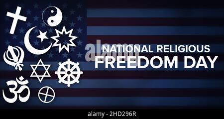 National Religious Freedom Day Background with United States Flag Waving. Religious Freedom concept Backdrop Stock Photo