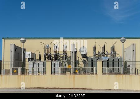 Palma de Mallorca, Spain; december 30 2021: Son Oms power substation, in Palma de Mallorca on a sunny morning Stock Photo