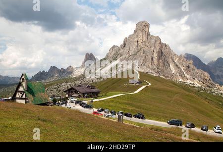 Passo Giau and mount Ra Gusela, one of beautiful mountains in Italian Dolomites, South Tirol, Dolomiten mountains, Italien European Alps Stock Photo