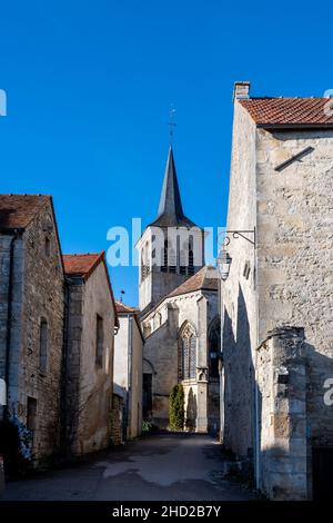 Saint-Genest Church in Flavigny-sur-Ozerain, a French commune located in the Cote-d'Or department in the Bourgogne-Franche-Comte region of France Stock Photo