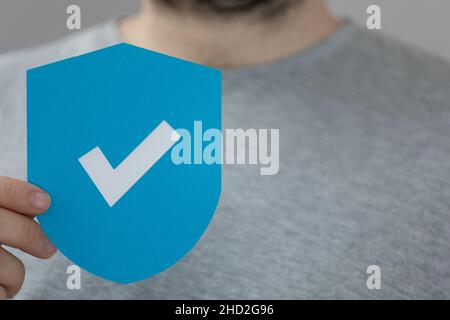 Close-up shot of network protection and information privacy icon Stock Photo
