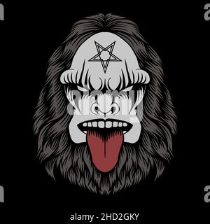 Bigfoot Black metal vector illustration Stock Vector