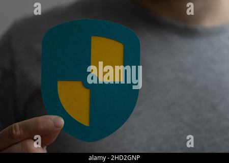A close-up shot of cybersecurity and network protection icon Stock Photo