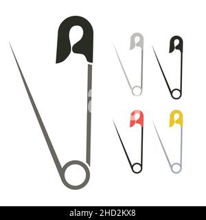 Simple flat safety pin design - vector illustration Stock Vector