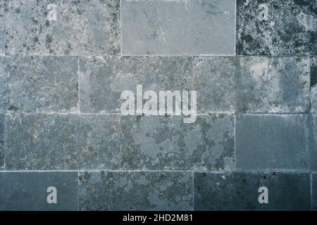 Gray ceramic wall tiles with oxidized effect and grungy texture Stock Photo