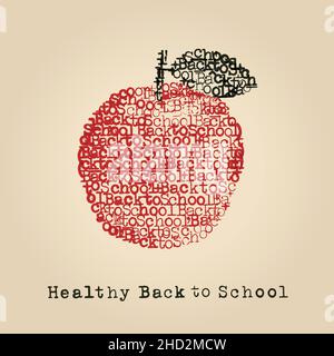 healthy back to school in typewriter art vector illustration Stock Vector