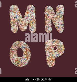3D rendering of sprinkle gingerbread cookies letters alphabet - letters M-P Stock Photo