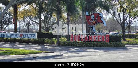Tampa, Florida USA - January 31 , 2021: View of the Tampa Bay Buccaneers Training Center Entrance Stock Photo