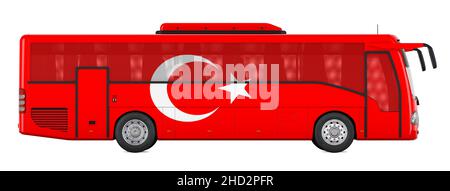 Bus travel in Turkey, Turkish bus tours, concept. 3D rendering isolated on white background Stock Photo