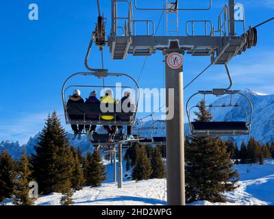 Chair lift in french alps, Europe Stock Photo