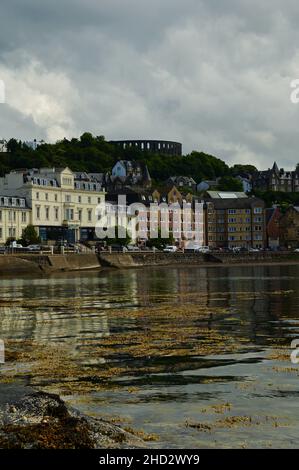 A view along the waterfront of the west highland coastal town of Oban in Scotland. Stock Photo