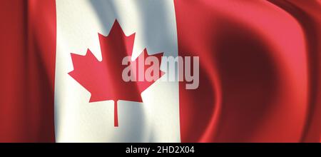 Flag of Canada waving in the wind. illustration background flag. Stock Photo