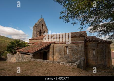 Romanesque church of San Andres in San Andres de Valdelomar. Stock Photo