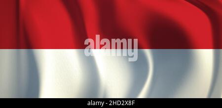 Flag of Indonesia waving in the wind. illustration background flag. Stock Photo