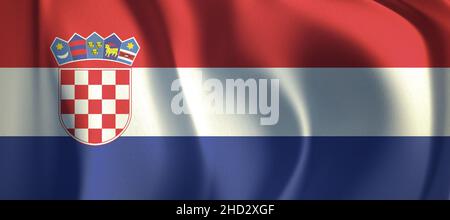 Flag of Croatia waving in the wind. illustration background flag. Stock Photo