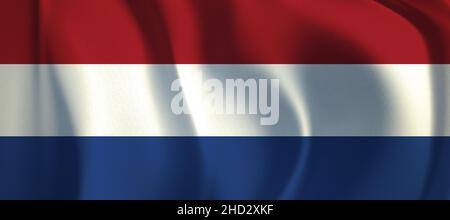 Flag of Netherlands waving in the wind. illustration background flag. Stock Photo