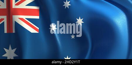 Flag of Australia waving in the wind. illustration background flag. Stock Photo