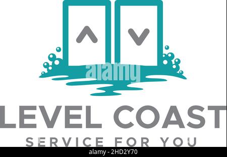 Minimalist LEVEL COAST water bubble logo design Stock Vector