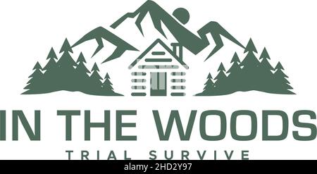 Modern design IN THE WOODS home tree logo design Stock Vector