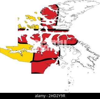 Flat vector administrative flag map of the Canadian territory of NUNAVUT, CANADA Stock Vector