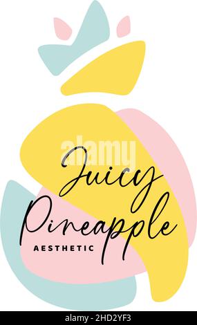 Modern colorful design JUICY PIREAPPLE logo design Stock Vector