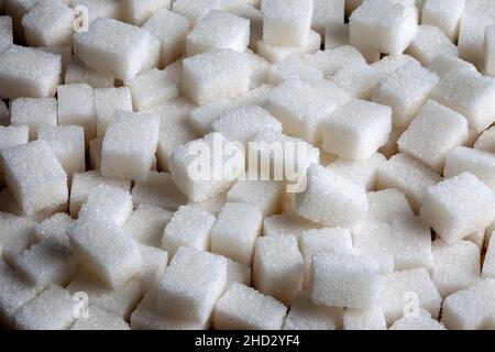 White Sugar cubes background image top view Stock Photo