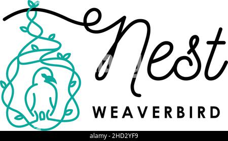 Flat letter design NEST WEAVERBIRD logo design Stock Vector