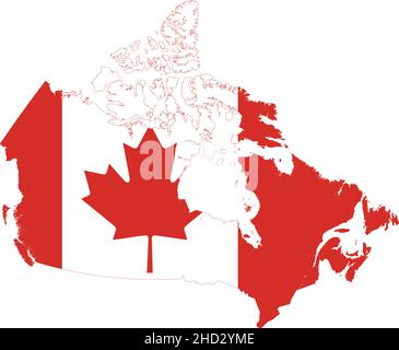 Canada map with flag in contour on white polygonal World Map. Vector ...