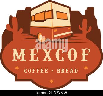 Modern colorful design MEXCOF coffee logo design Stock Vector
