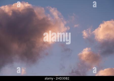 Close up frame of dramatic sunset clouds. Stock Photo