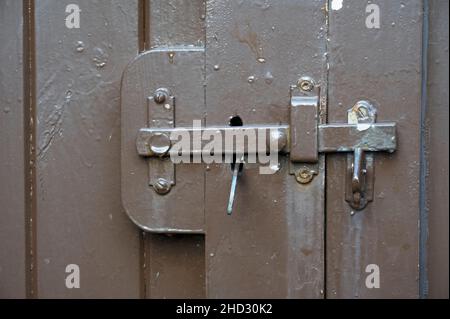 Screen door and attached hook latch with eye Stock Photo - Alamy