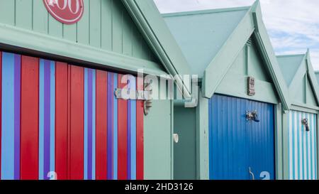 Wooden Beach Huts Stock Photo