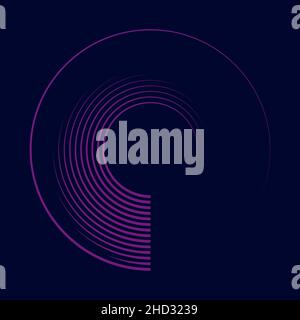 Violet radial concentric speed lines. Vector illustration. Design element for technology round logo, striped border frame, tattoo, prints, pattern Stock Vector