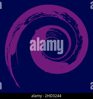 Violet grunge stripe in spiral form. Geometric art. Vector illustration. Trendy design element for logo, tattoo, sign, symbol, web pages, prints Stock Vector