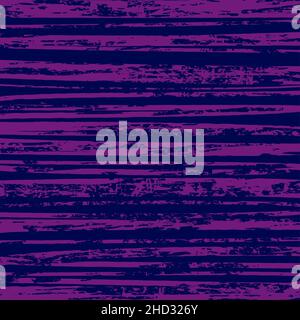 Violet grunge horizontal stripes. Distress texture of spots, stains, ink, dots, scratches. Design element for pattern, grungy effect, template Stock Vector