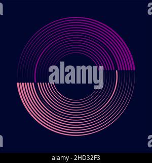 Pink and violet concentric curvy lines in circle form. Geometric art. Trendy design element for frame, logo, tattoo, sign, symbol, web pages, prints Stock Vector