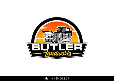 Butler logo template vector. Heavy equipment logo vector for construction company. Creative excavator illustration Stock Vector