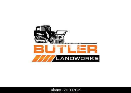 Butler logo template vector. Heavy equipment logo vector for construction company. Creative excavator illustration Stock Vector