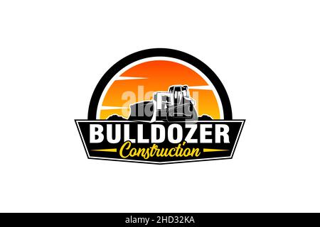 Bulldozer logo template vector. Heavy equipment logo vector for construction company. Creative excavator illustration Stock Vector