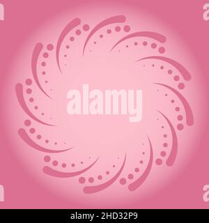 Pink vector curved stripes in circle form. Halftone dots. Trendy design element for border frame, technology logo, sign, symbol, web, prints, posters Stock Vector